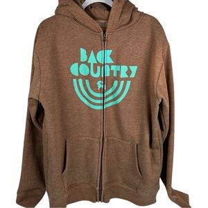 Back Country Brown Teal Full Zip Long Sleeve Outdoor Hoodie mens Size Large